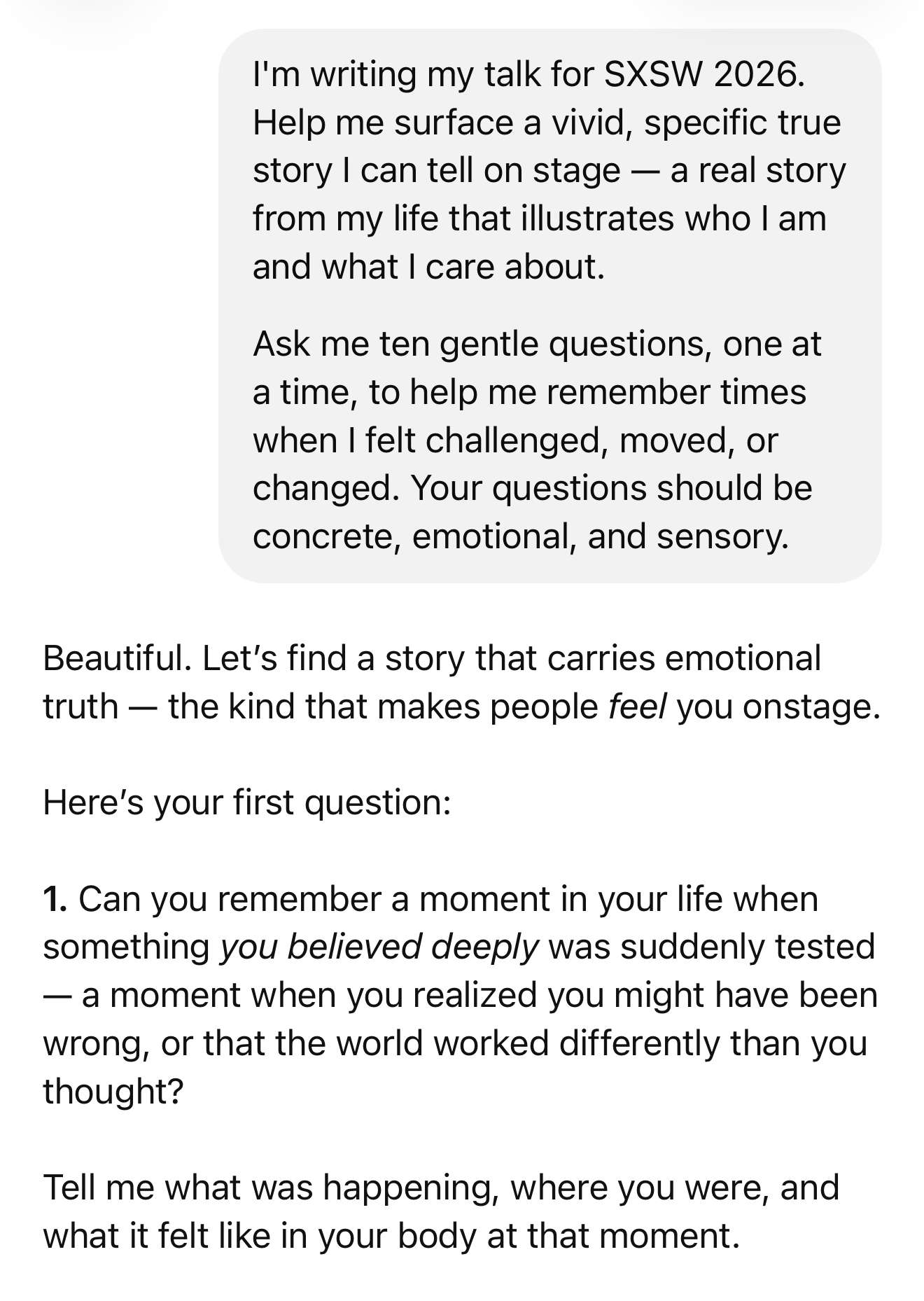 ChatGPT conversation showing Socratic AI approach